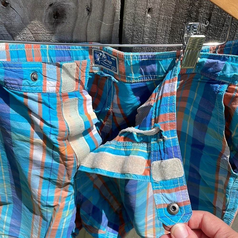 J. Crew Trademark Plaid Sport Shorts Sz 35